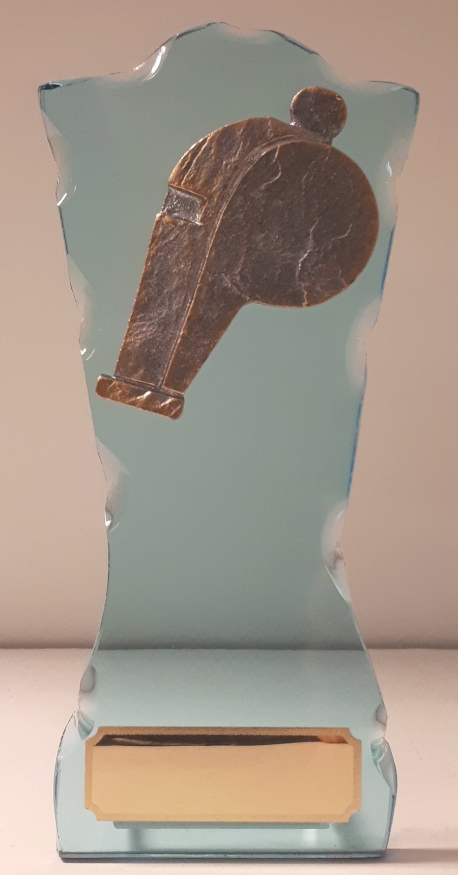 GLU-SC01 Glasstandaard met metaal Scheidsrechter fluitje Goud